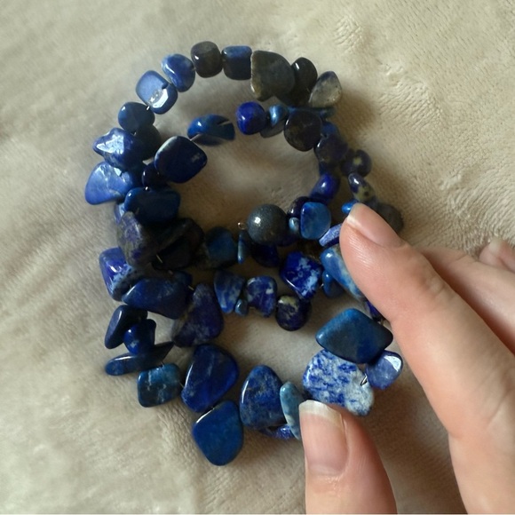 Lapis Lazuli Blue Gemstone Wrap Bracelet - Picture 7 of 7